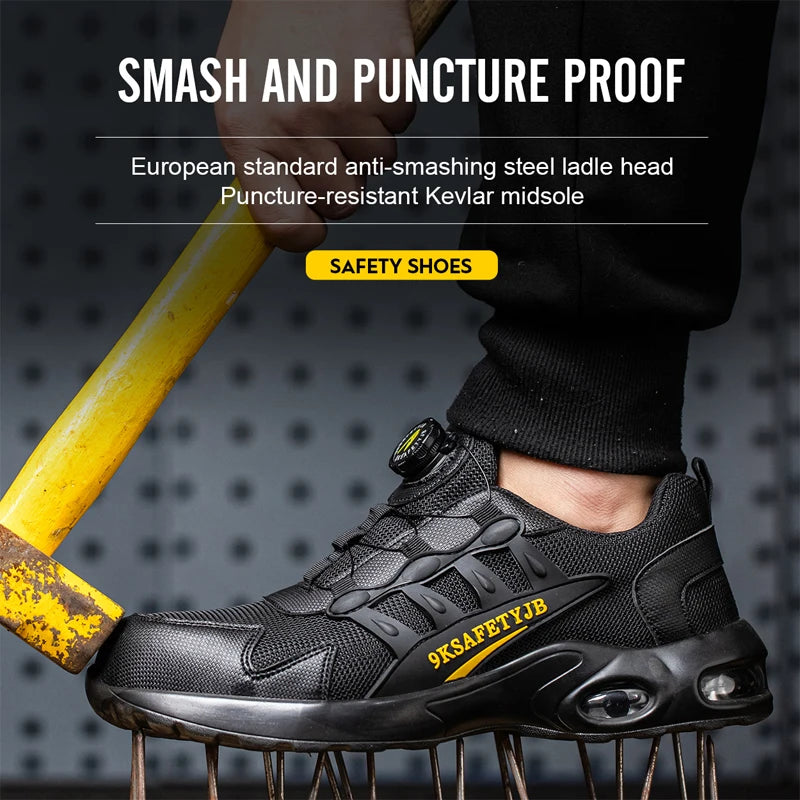 Men's Rotating Button Steel Toe Shoes, Indestructible, Puncture-Proof - Betatton - safety shoes