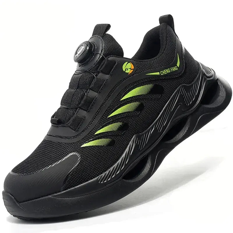 Men's Rotary Buckle Steel Toe Safety Boots, Puncture-Proof, Breathable - Betatton - safety shoes