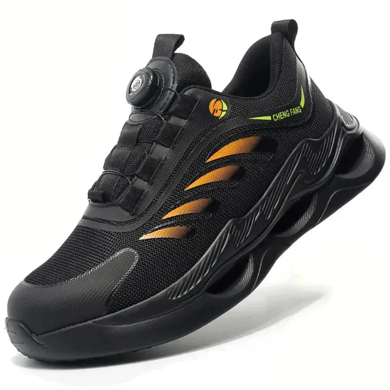 Men's Rotary Buckle Steel Toe Safety Boots, Puncture-Proof, Breathable - Betatton - safety shoes