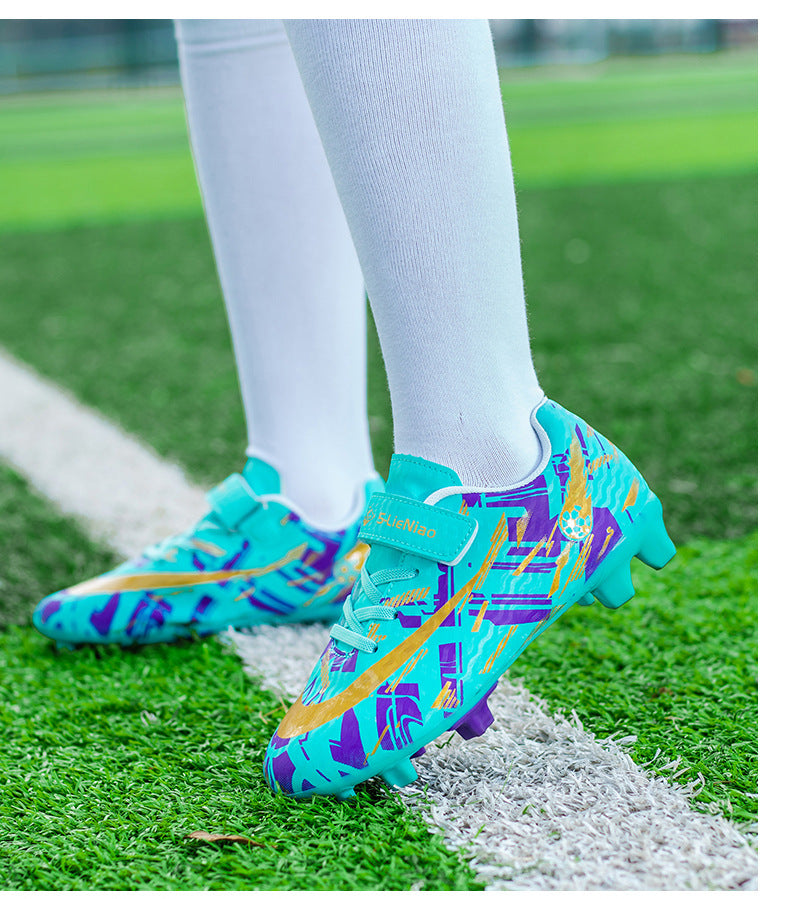 New Kids' Soccer Shoes, Long Studs, Magic Tape, Sizes 28-39 - Betatton - football shoes