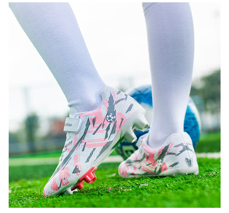New Kids' Soccer Shoes, Long Studs, Magic Tape, Sizes 28-39 - Betatton - football shoes