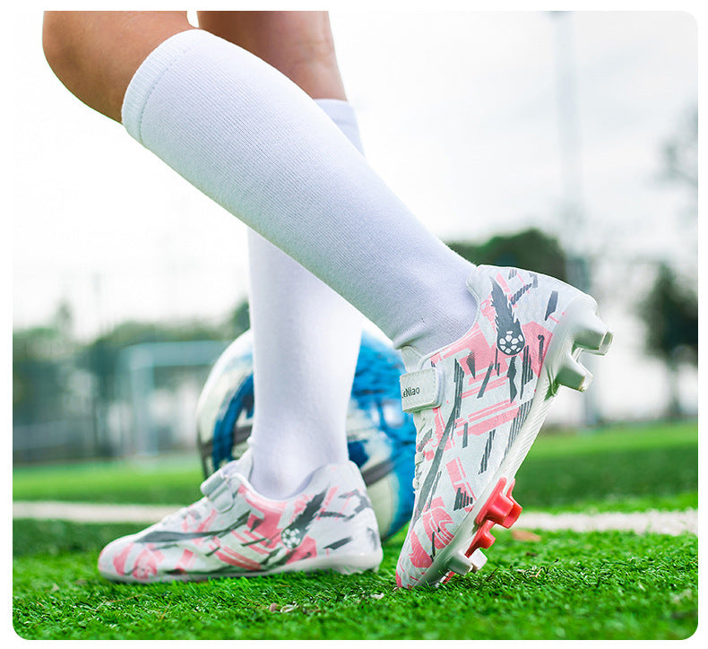 New Kids' Soccer Shoes, Long Studs, Magic Tape, Sizes 28-39 - Betatton - football shoes