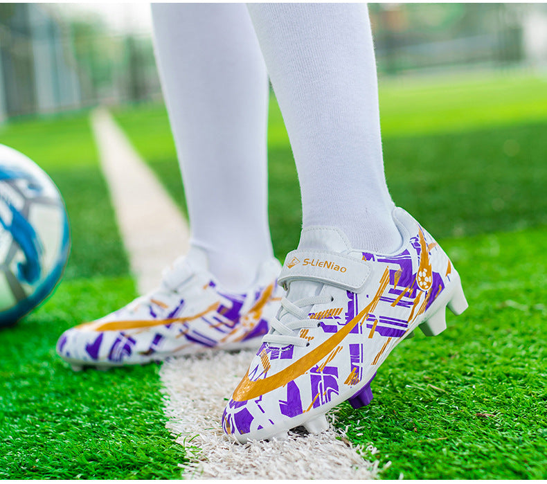 New Kids' Soccer Shoes, Long Studs, Magic Tape, Sizes 28-39 - Betatton - football shoes