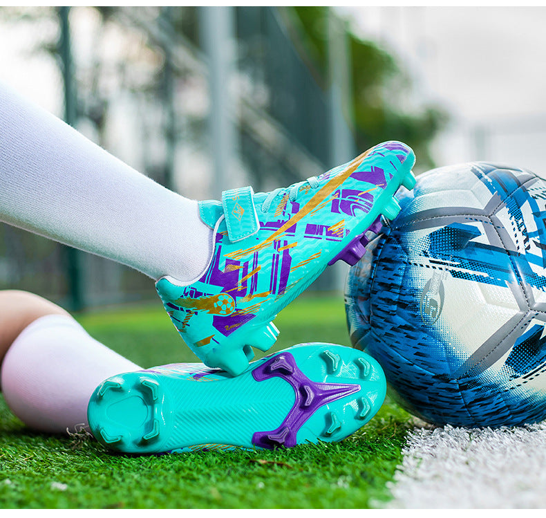 New Kids' Soccer Shoes, Long Studs, Magic Tape, Sizes 28-39 - Betatton - football shoes