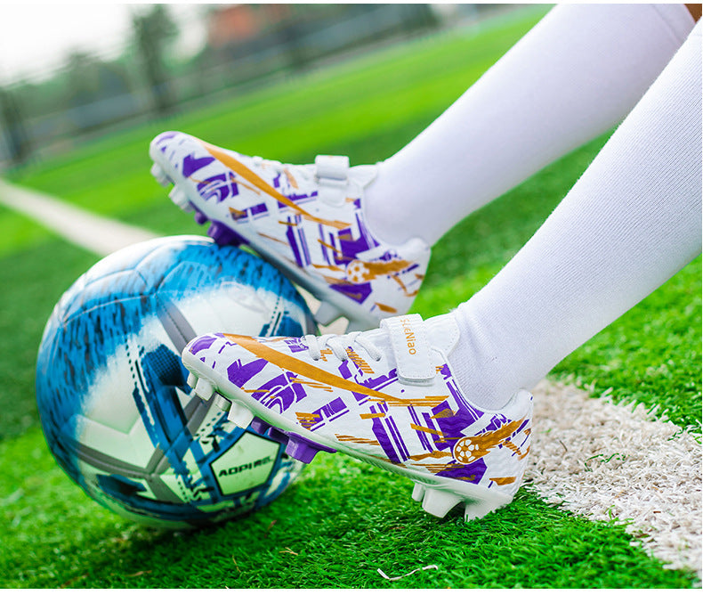 New Kids' Soccer Shoes, Long Studs, Magic Tape, Sizes 28-39 - Betatton - football shoes