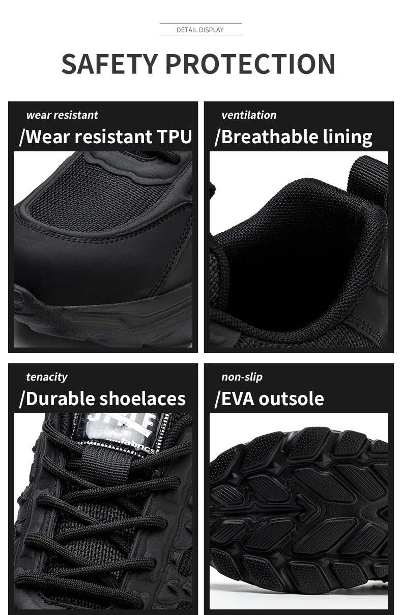 Men's Lightweight Steel Toe Safety Shoes, Breathable, Anti-puncture - Betatton - safety shoes