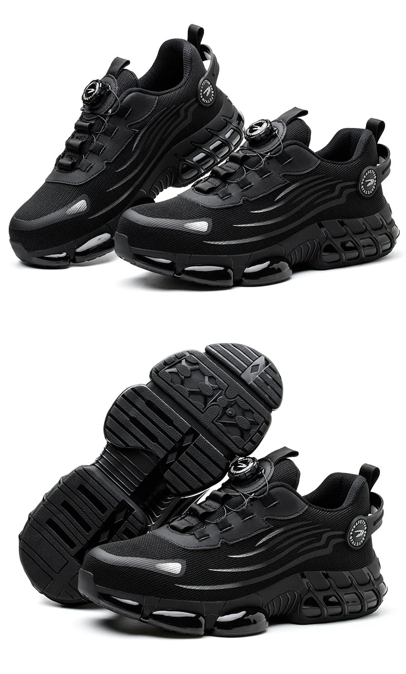 Men's Rotating Button Steel Toe Work Shoes, Anti-smash, Anti-puncture - Betatton - safety shoes
