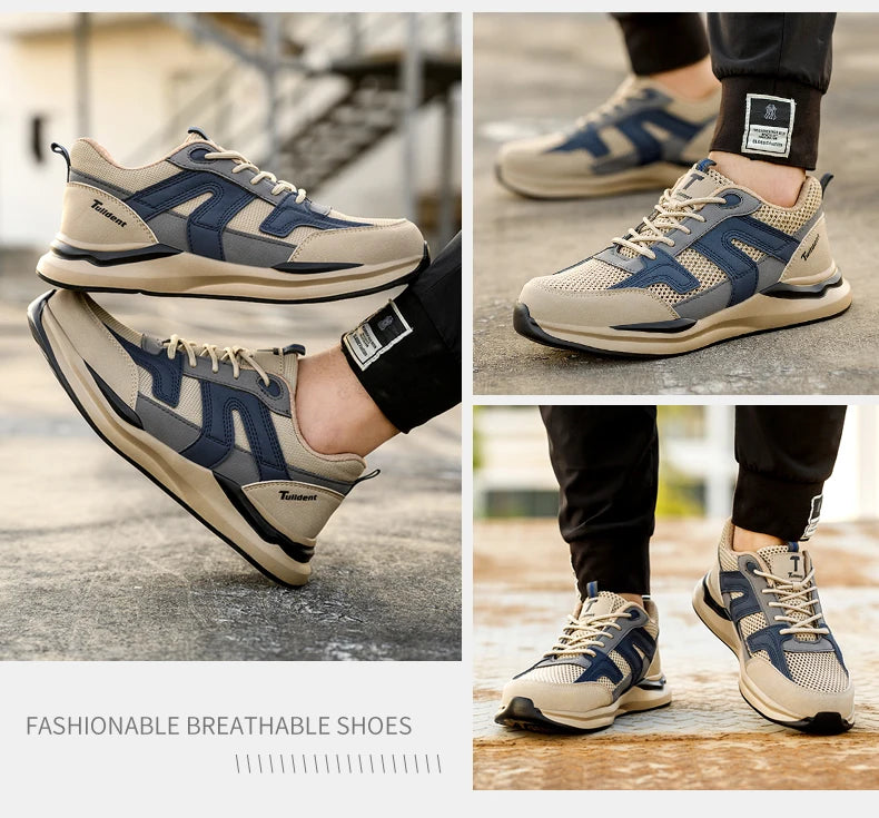 Men's Lightweight Steel Toe Safety Sneakers, Breathable, Anti-puncture - Betatton - safety shoes