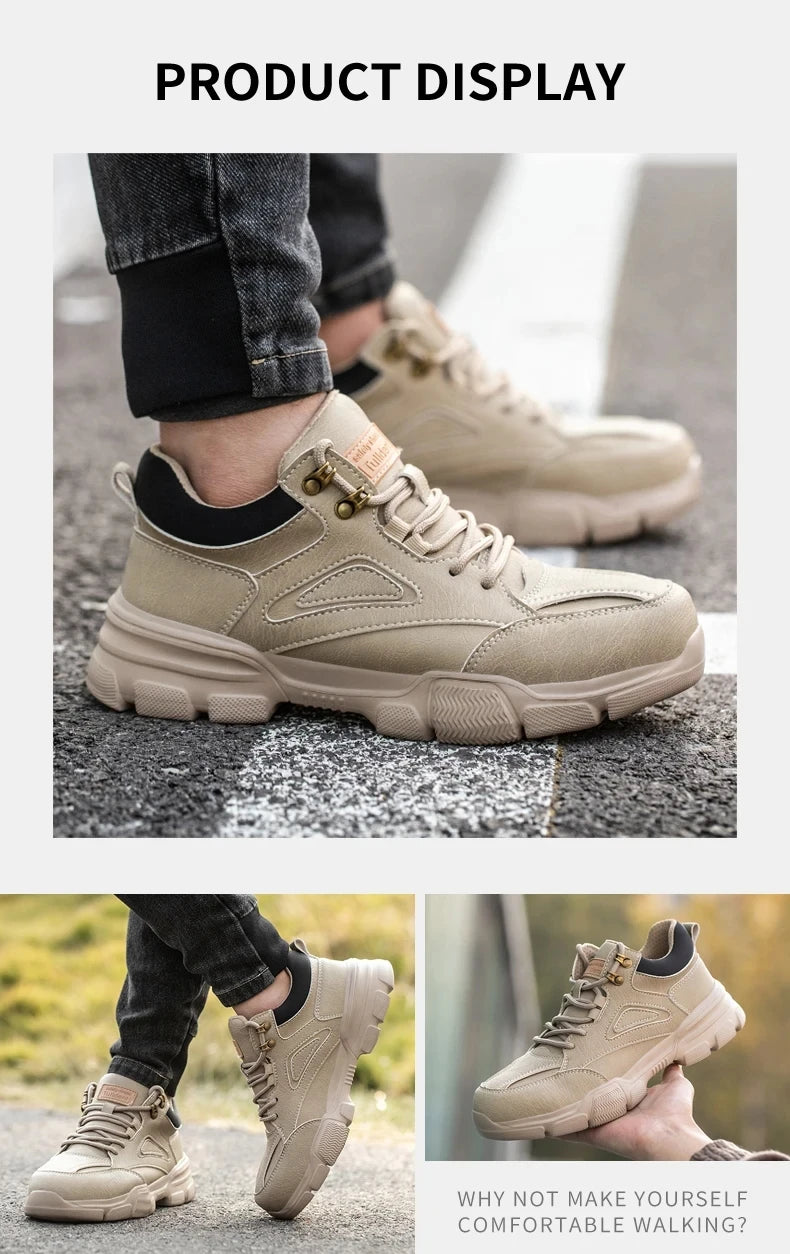 High-Quality Men's Steel Toe Safety Shoes, Rotary Buckle, Indestructible - Betatton - safety shoes