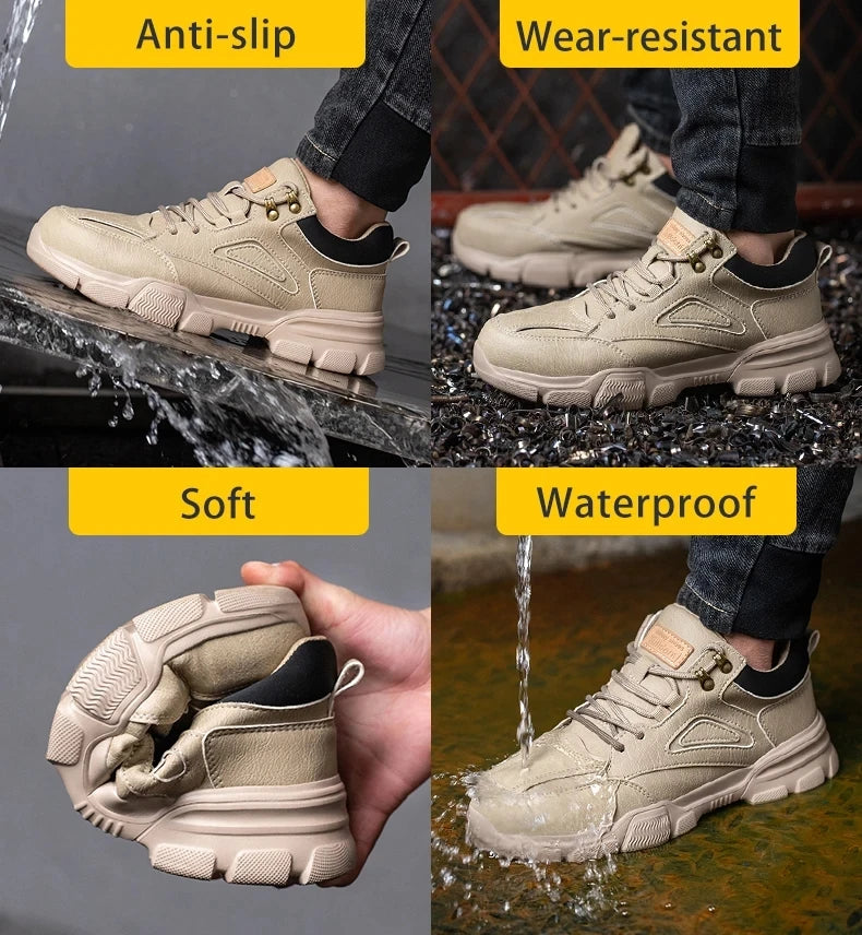High-Quality Men's Steel Toe Safety Shoes, Rotary Buckle, Indestructible - Betatton - safety shoes