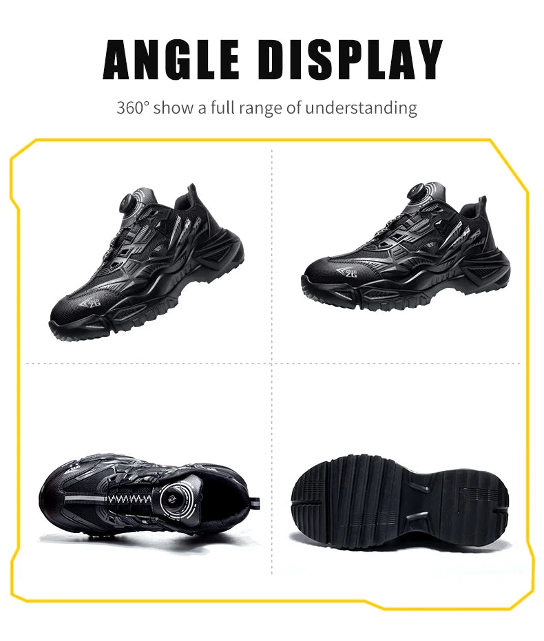 Men's Rotary Buckle Steel Toe Safety Boots, Breathable - Betatton - safety shoes