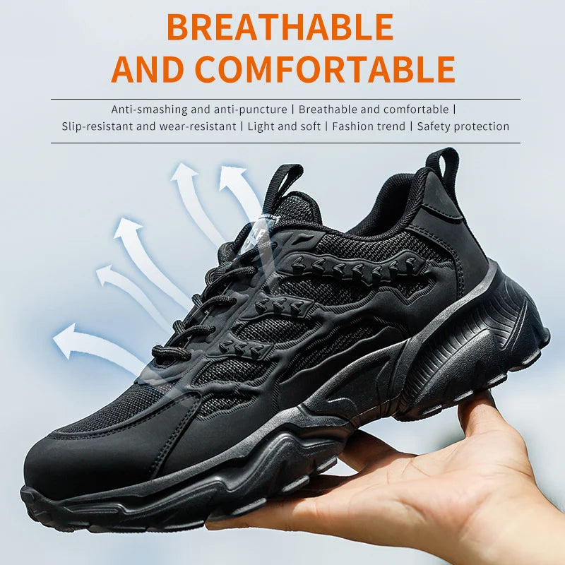 Men's Lightweight Steel Toe Safety Shoes, Breathable, Anti-puncture - Betatton - safety shoes