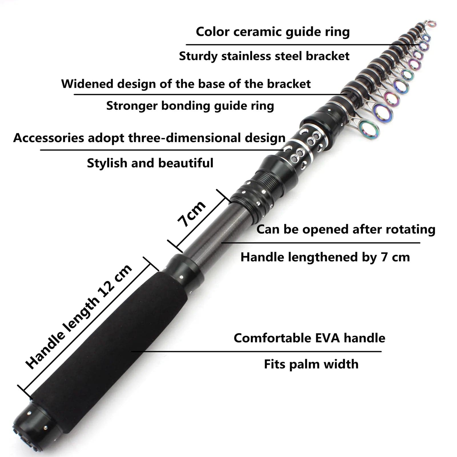 Ultra-Compact Carbon Telescopic Fishing Rod | Lightweight, Fast Action Surf & Carp Rod - Betatton - 