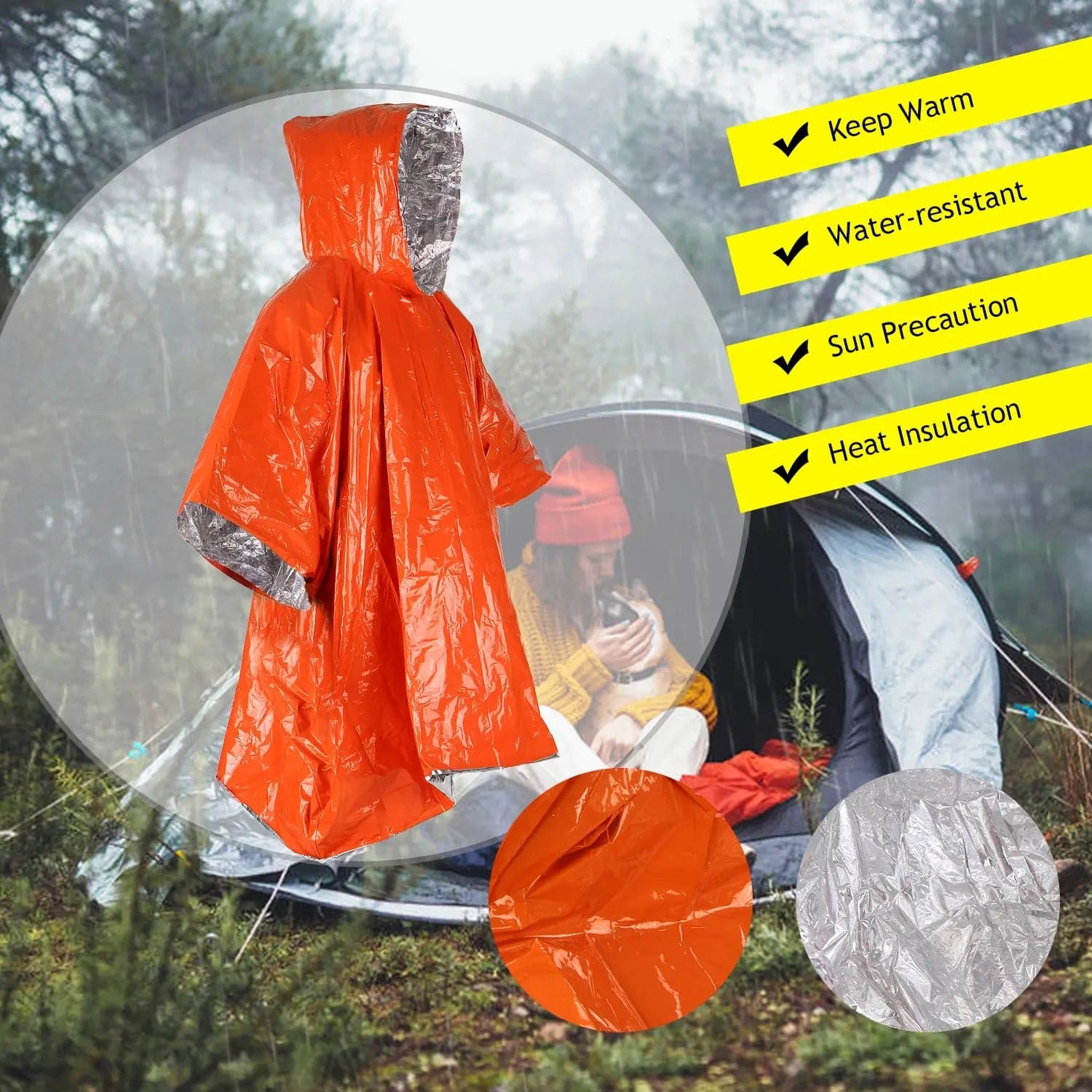 Versatile Emergency Raincoat | Thermal, Reflective, Ultra-Light for Outdoor Safety - Betatton - 