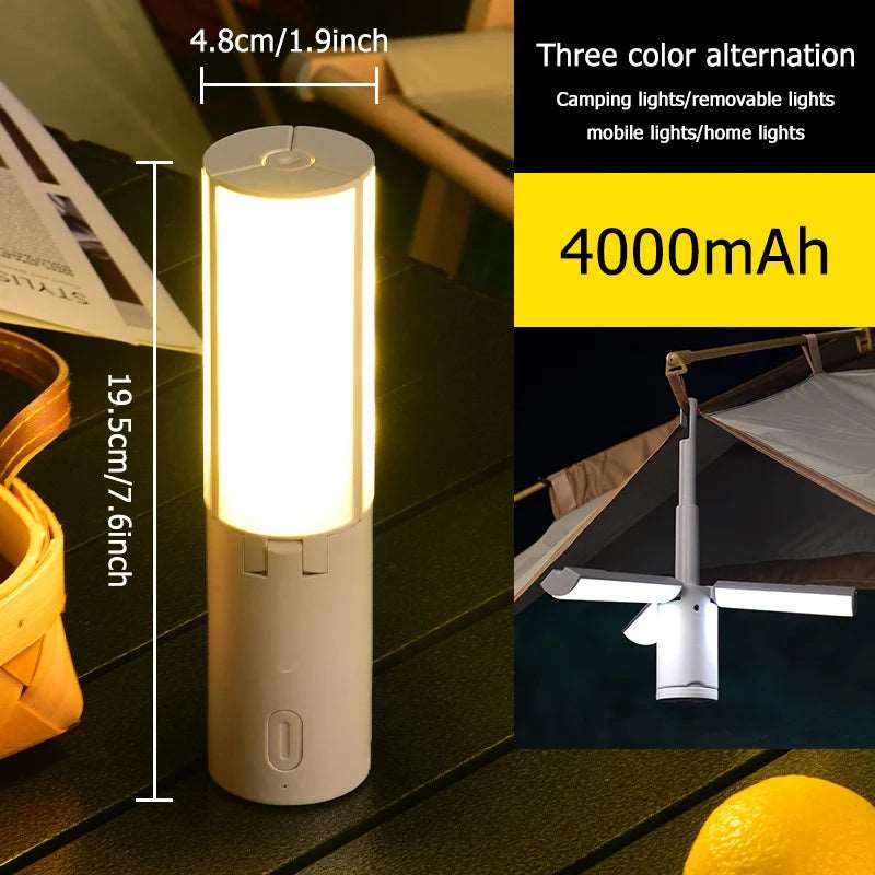 Compact LED Camping Lantern - 4000mAh USB Rechargeable with Multi-Light Modes - Betatton - 