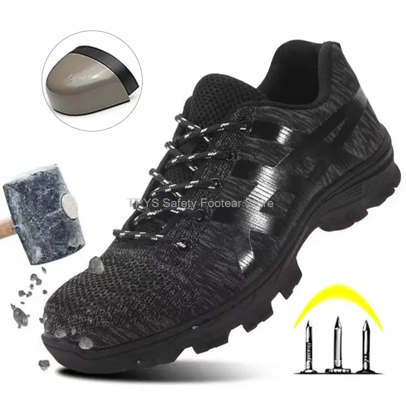 Indestructible Men's Steel Toe Work Shoes, Anti-puncture - Betatton - safety shoes