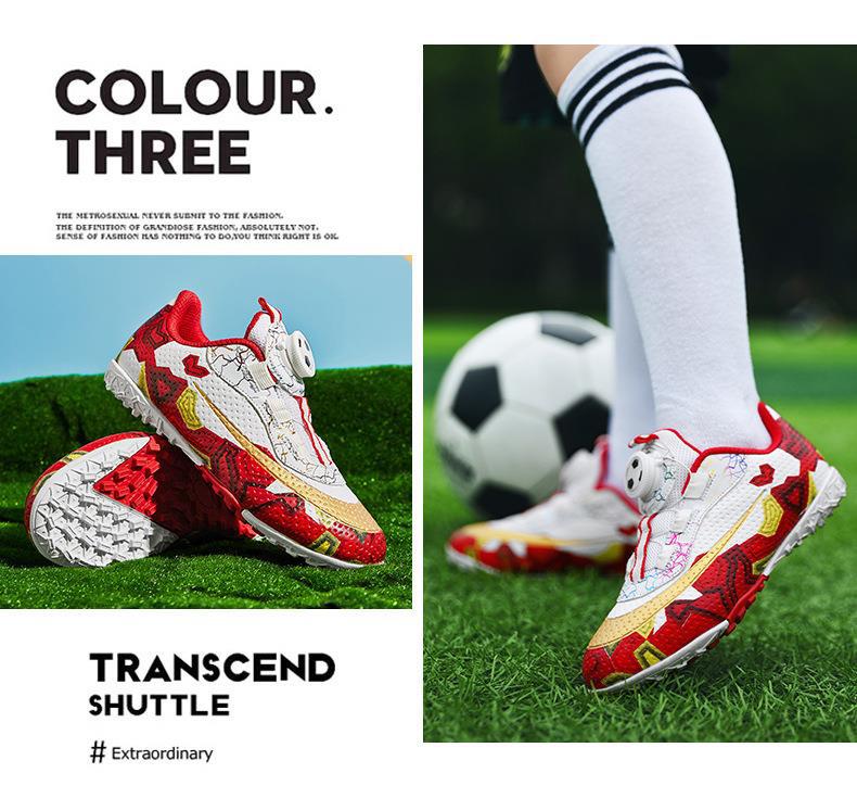 Rotating Button Soccer Shoes for Kids, Magic Tape, TF Studs - Betatton - football shoes