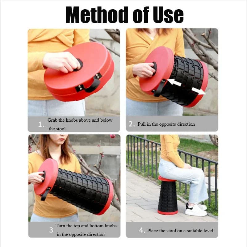 Multi-Use Retractable Stool: Portable & Durable Outdoor Chair for Camping and Fishing - Betatton - 