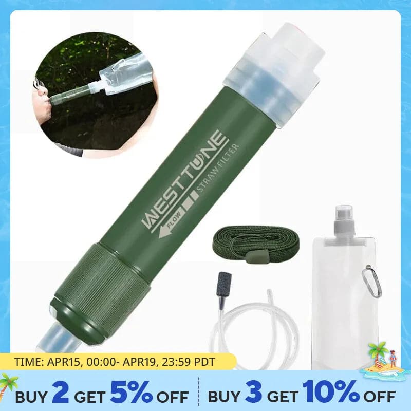 Outdoor Mini Filter Straw Set: Carbon Fiber Water Purifier for Survival - Betatton - 