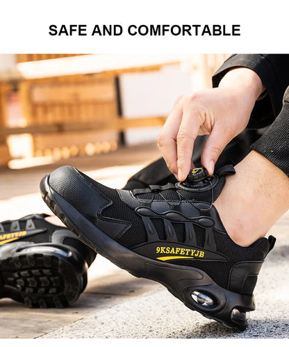 Men's Rotating Button Steel Toe Safety Boots, Anti-puncture - Betatton - safety shoes