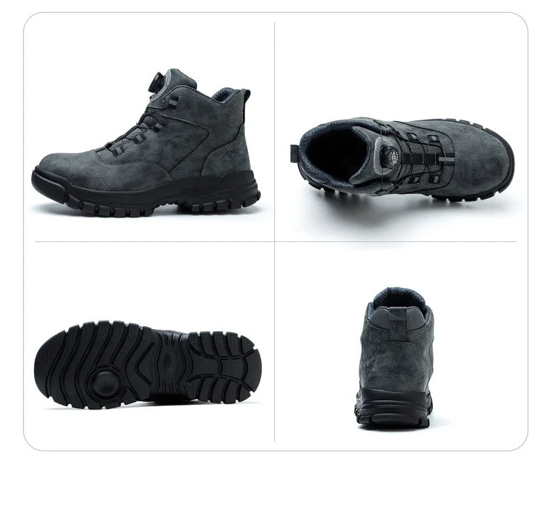 Men's Rotating Button Steel Toe Work Boots, Anti-smash, Indestructible - Betatton - safety shoes