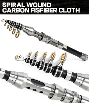 Portable Carbon Fiber Telescopic Fishing Rod | Multi-Length Spin Pole for Travel Pesca - Betatton - 