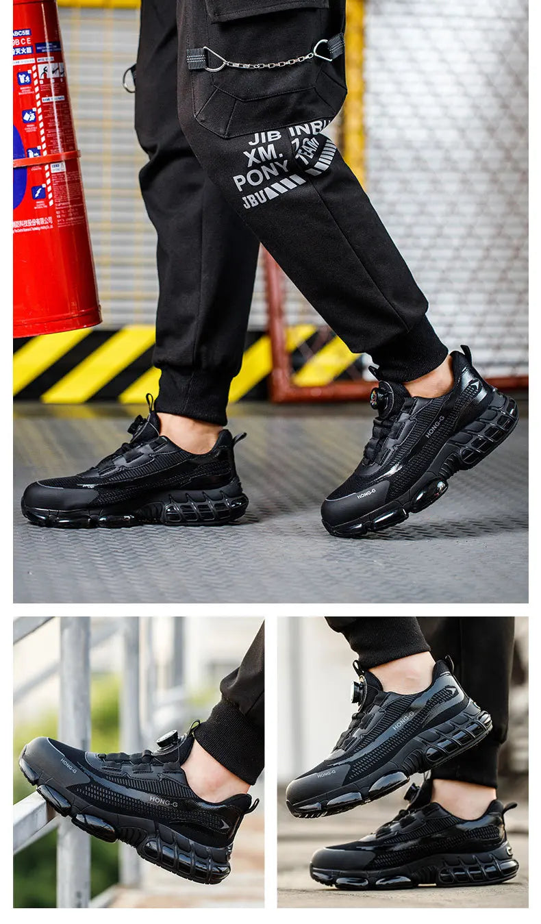 Men's Rotating Button Steel Toe Sneakers, Waterproof, Puncture-Proof - Betatton - safety shoes