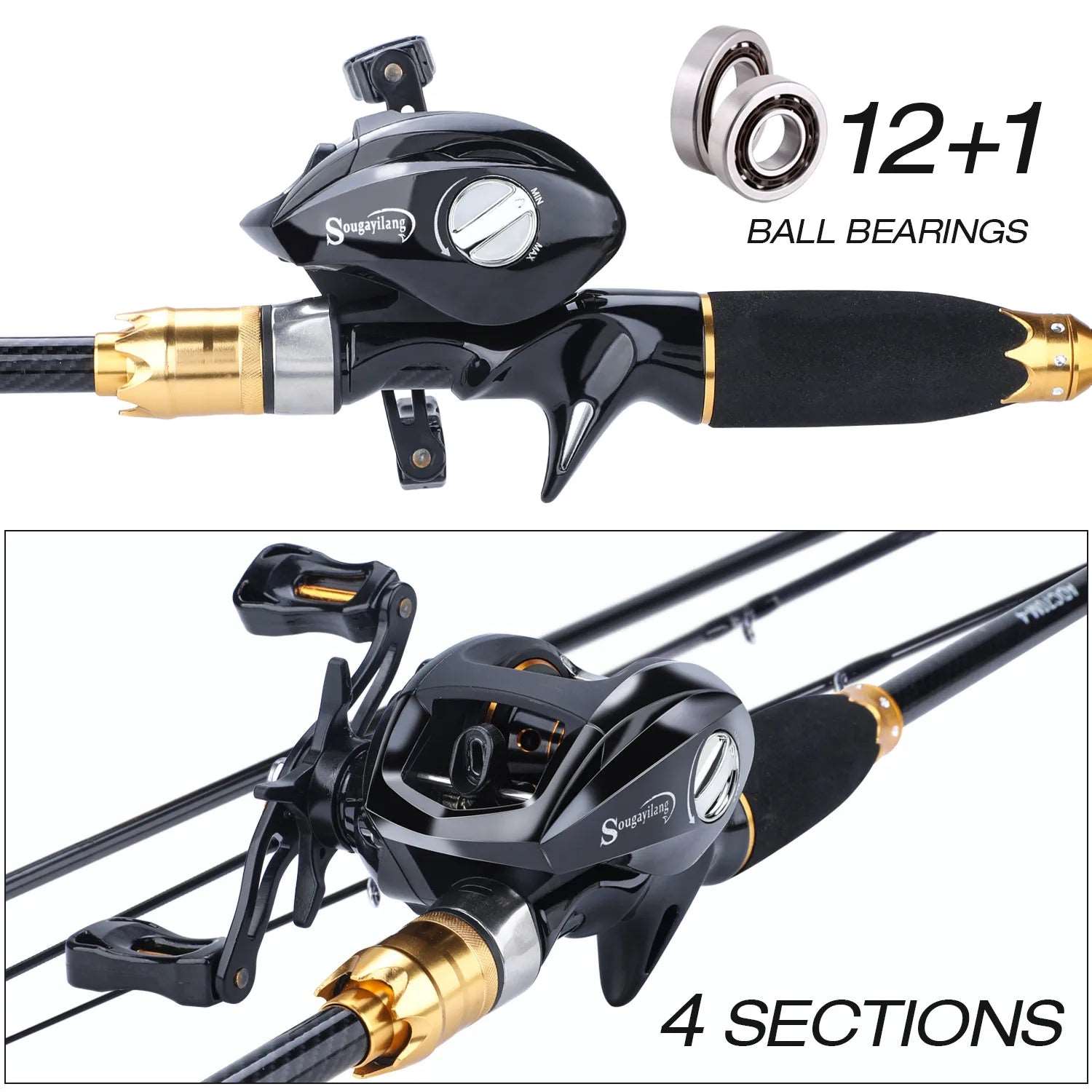 Complete Carbon Fishing Rod Kit - 1.8m & 2.1m Options with Accessories - Betatton - 