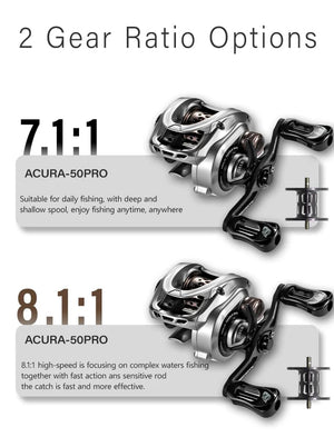 Acura HICC-50 Pro: Ultra Light 136g Baitcaster with Dual Gear Ratio & Sound Kit - Betatton - 