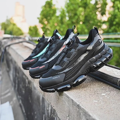Men's Rotating Button Steel Toe Sneakers, Waterproof, Puncture-Proof
